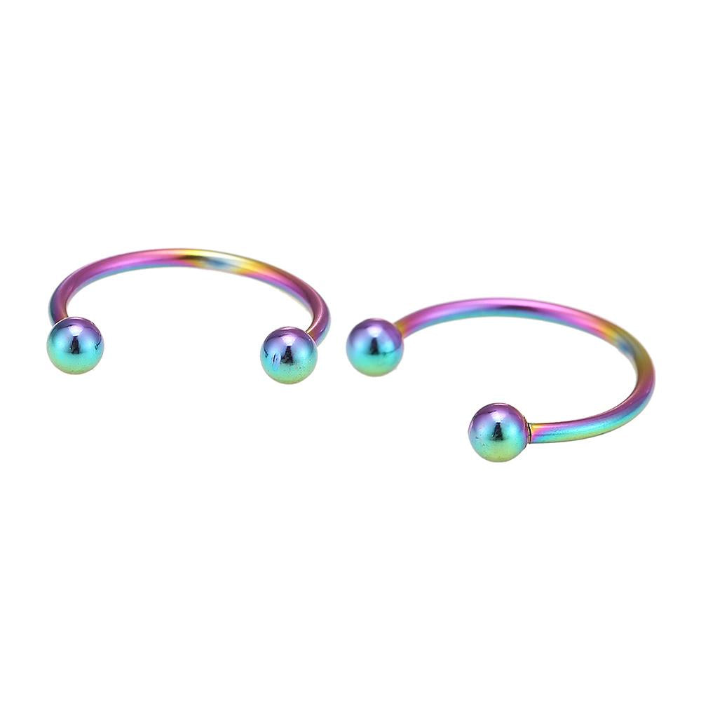 Piercing Circular Barbell mit kleinen Kugeln Regenbogen Farben aus Edelstahl Hufeisen