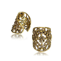 Load image into Gallery viewer, Ear cuffs verschnörkeltes Muster Blumen Messing gold

