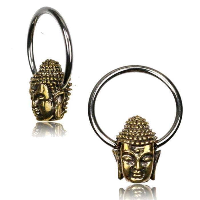 Universal Piercing Klemmkugel Ring silbern golden Brass Buddha Kopf Septum Helix Tragus