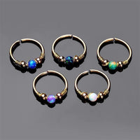 Load image into Gallery viewer, Universal Piercing Ring Edelstahl Opal Stein 0.8mm
