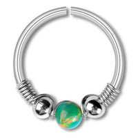 Load image into Gallery viewer, Universal Piercing Ring Edelstahl Opal Stein 0.8mm
