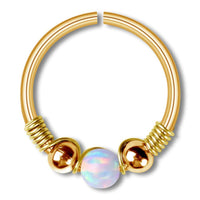 Load image into Gallery viewer, Universal Piercing Ring Edelstahl Opal Stein 0.8mm
