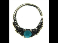 Load image into Gallery viewer, Universal Piercing Ring Silber Türkis Stein Knoten celtic
