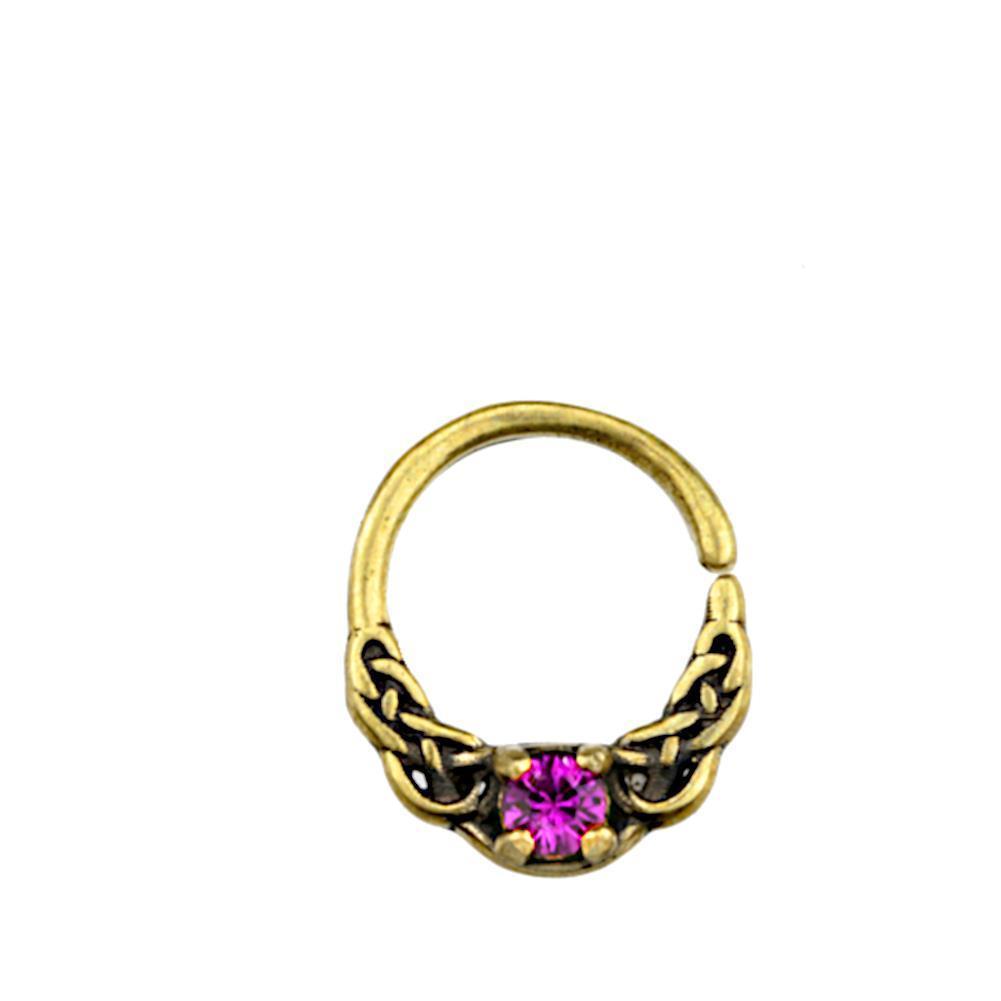 Universal Piercing Ring Brass pink Kristall Knoten celtic