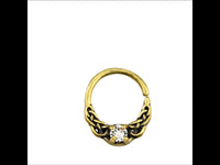 Load image into Gallery viewer, Universal Piercing Ring Brass klar Kristall Knoten celtic
