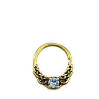 Load image into Gallery viewer, Universal Piercing Ring Brass Aqua Kristall Knoten celtic
