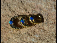 Load image into Gallery viewer, Universal Piercing Ring Brass Opal blau Knoten celtic
