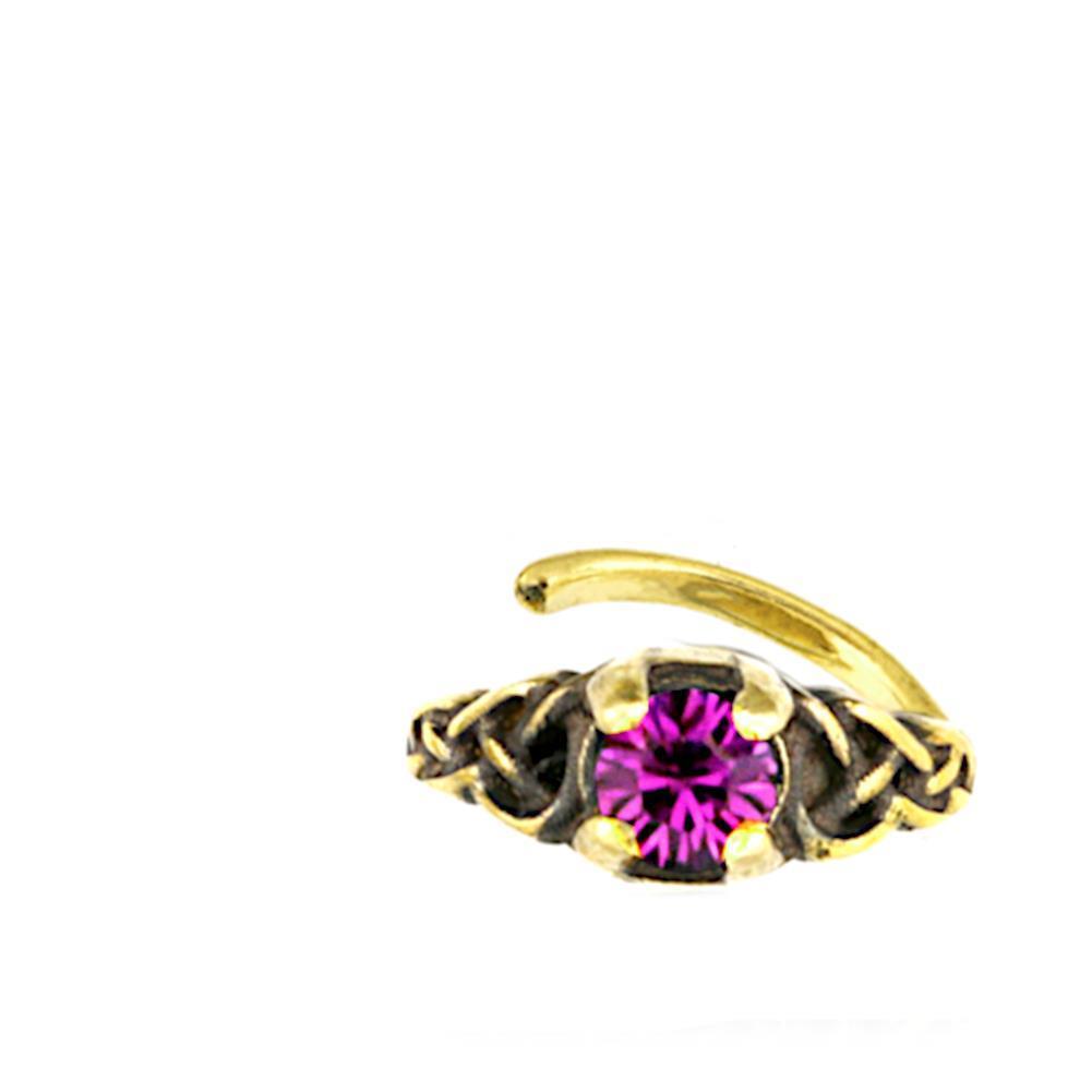 Universal Piercing Ring Brass Knoten celtic pink Kristall