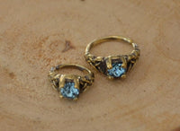 Load image into Gallery viewer, Universal Piercing Ring Brass Knoten celtic aqua Kristall
