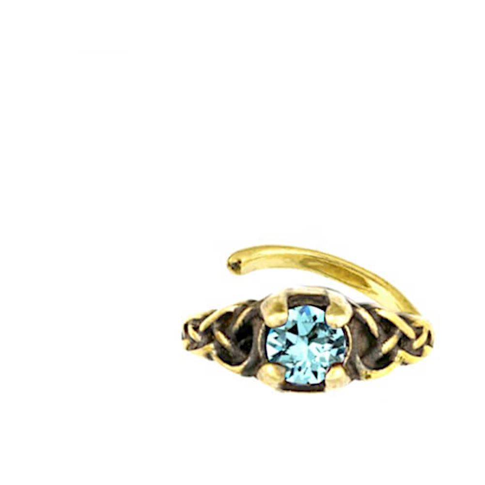 Universal Piercing Ring Brass Knoten celtic aqua Kristall