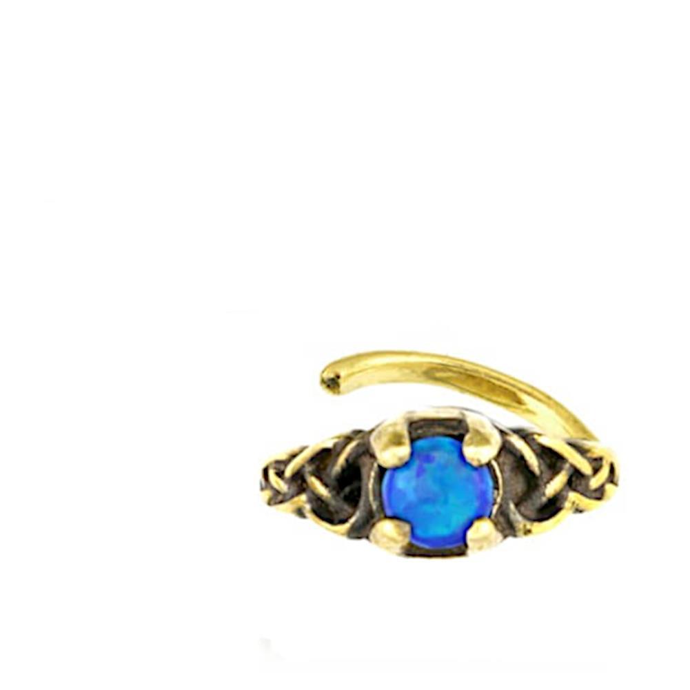 Universal Piercing Ring Brass Knoten celtic Opal blau