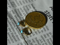 Load image into Gallery viewer, Universal Piercing Ring Brass Knoten celtic Türkis
