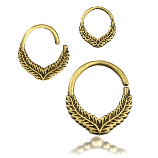 Universal Piercing Ring Brass Blätter Zweige gold