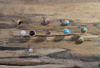 Load image into Gallery viewer, Gewindelose Piercing Enden 0.45mm Holz Stein Halbkugel
