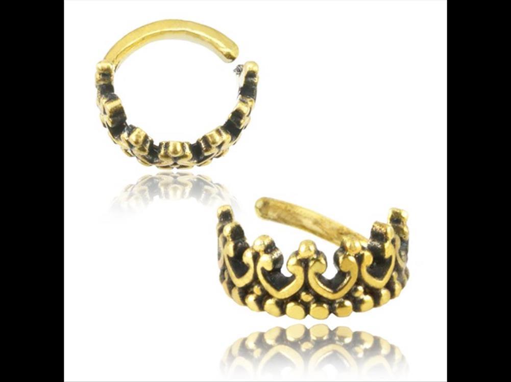 Universal Piercing Ring Messing gold Krone