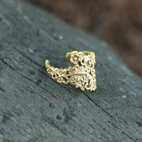 Load image into Gallery viewer, Ear cuff Dread Lock Bead Messing gold Blümchen
