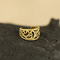 Load image into Gallery viewer, Ear cuff Dread Lock Bead Messing gold Schnörkel
