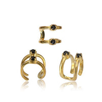Cargar imagen en el visor de la galería, Ear cuff Dread Lock Bead Messing gold Onyx Bögen
