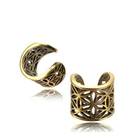 Load image into Gallery viewer, Ear cuff Dread Lock Bead Messing gold Blume des Lebens
