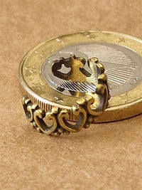 Cargar imagen en el visor de la galería, Ear cuff Dread Lock Bead Messing gold Herzen Krone
