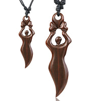 Cargar imagen en el visor de la galería, Nara Holz-Ketten: Natürlicher Holzschmuck mit Frei Verstellbarer Baumwollkette
