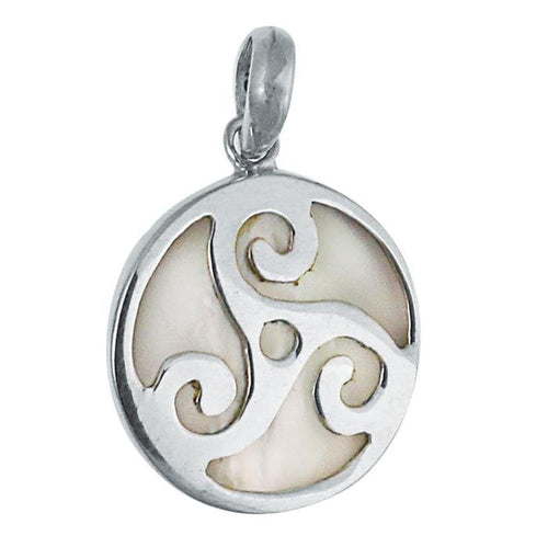 Perlmutt Anhänger Damenanhänger Tribal 925er Sterlingsilber rund - chic - net.de