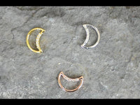 Load image into Gallery viewer, Piercing Edelstahl Ring für Nase Ohr Kristall Sichel - chic - net.de
