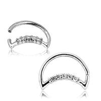 Load image into Gallery viewer, Piercing Edelstahl Ring für Nase Ohr Kristall Sichel - chic - net.de
