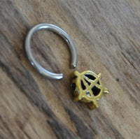 Load image into Gallery viewer, Piercing Klemmkugel Ring Brass Edelstahl Anarchie A - chic - net.de
