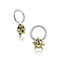 Load image into Gallery viewer, Piercing Klemmkugel Ring Brass Edelstahl Anarchie A - chic - net.de
