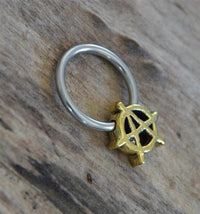 Load image into Gallery viewer, Piercing Klemmkugel Ring Brass Edelstahl Anarchie A - chic - net.de
