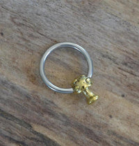 Cargar imagen en el visor de la galería, Piercing Klemmkugel Ring Brass Edelstahl Pilz 3D - chic - net.de
