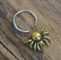 Load image into Gallery viewer, Piercing Klemmkugel Ring Brass Edelstahl Spinne - chic - net.de
