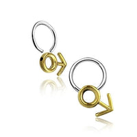 Load image into Gallery viewer, Piercing Klemmkugel Ring Brass Edelstahl Symbol männlich - chic - net.de
