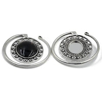 Load image into Gallery viewer, Piercing Ohrgewicht Brass oval Stein schwarz 4,7mm - chic - net.de
