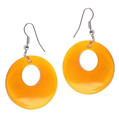 Resin Ohrringe bernsteinfarben Kreis Loch Creolen transparent Edelstahl - chic - net.de