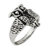 Load image into Gallery viewer, Ring Eule dunkel oxidiert glänzend 925 Sterling Silber - chic - net.de
