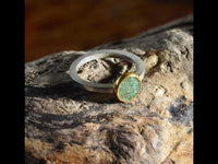 Load image into Gallery viewer, Ring Silber 925 vergoldet crushed Malachit Stein Kreis - chic - net.de
