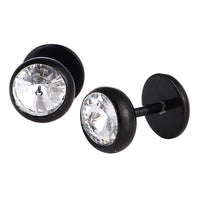 Load image into Gallery viewer, Schraubverschluss Fake Piercing Expander Edelstahl schwarz weißer Zirkonia Stein Ø 13 mm - chic - net.de
