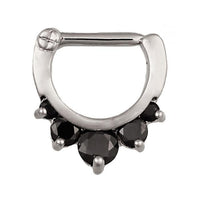 Load image into Gallery viewer, Septum Clicker Edelstahl silberfarben schwarze Zirkonia Steine - chic - net.de
