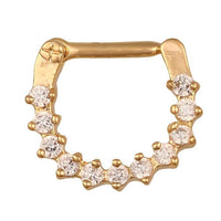 Load image into Gallery viewer, Septum Clicker Piercing Edelstahl goldfarben Rand weiße Steine - chic - net.de

