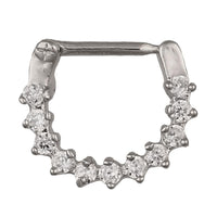 Load image into Gallery viewer, Septum Clicker Piercing Edelstahl silberfarben Rand weiße Zirkonia Steine - chic - net.de
