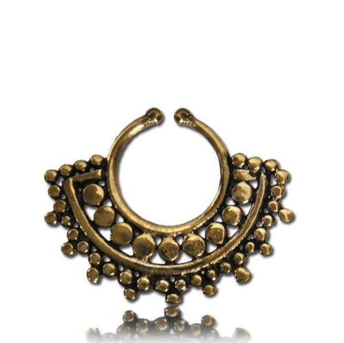 Septum Fake Piercing Nasenringe Kreise Band Messing antik goldfarben exotisch - chic - net.de