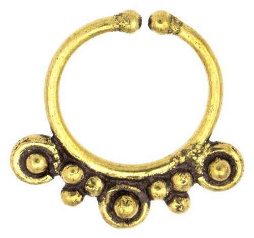 Septum Fake Piercing Nasenringe Kreise Punkte Messing antik goldfarben exotisch - chic - net.de
