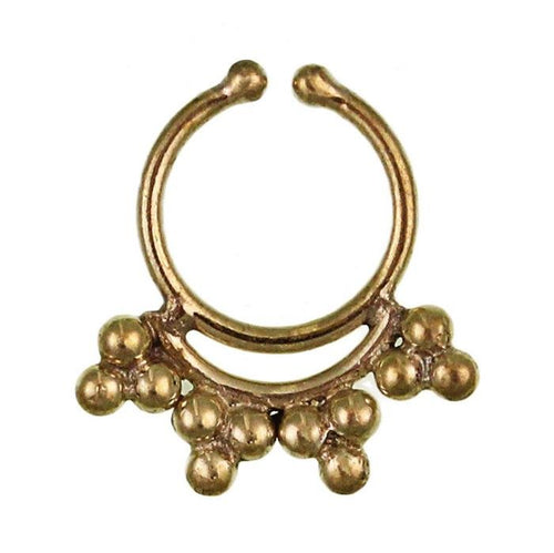 Septum Fake Piercing Nasenringe Linie Punktedreiecke Messing golden nickelfrei antik - chic - net.de