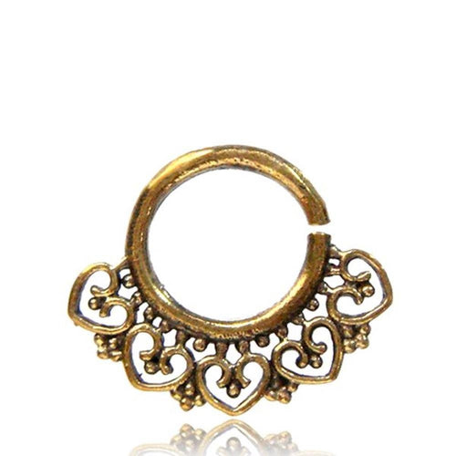 Septum Piercing Nasenringe Herz Spiralbögen Punkte Messing 1,6 mm golden Ohrring exotisch antik - chic - net.de
