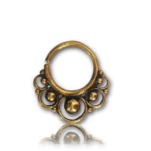 Septum Piercing Nasenringe Spiralbogen Kugeln Messing 2 mm goldfarben antik Ohrring - chic - net.de