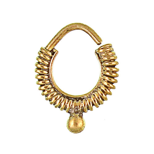 Septum Piercing Nasenringe Spiralfeder Kugel Messing Tribal goldfarben nickelfrei antik exotisch Ohrring - chic - net.de