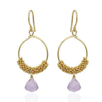 Load image into Gallery viewer, Set Kette Ohrringe 18 karat vergoldet lila Stein Ringe Blumen nickelfrei facettiert gold - chic - net.de
