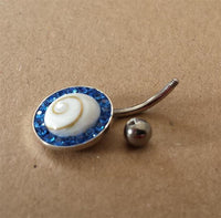Load image into Gallery viewer, Shivaauge Bananen Piercing rund Glaskristall blau Bauchnabel 925er Silber Shiva Auge - chic - net.de

